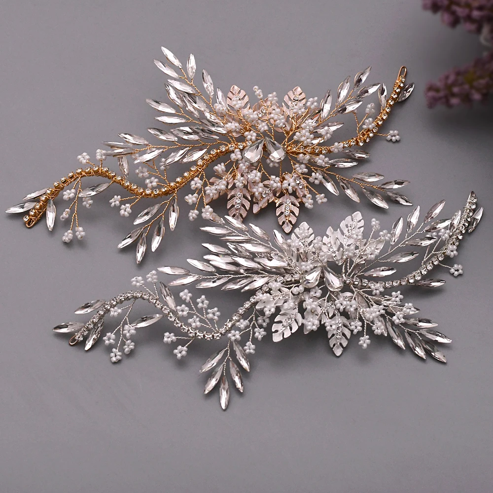 Shining Steentjes Headdresses Goud Zilver Bruid Hoofdband Haar Accessoires Voor Vrouwen Bruiloft Godmother Hoofdtooi