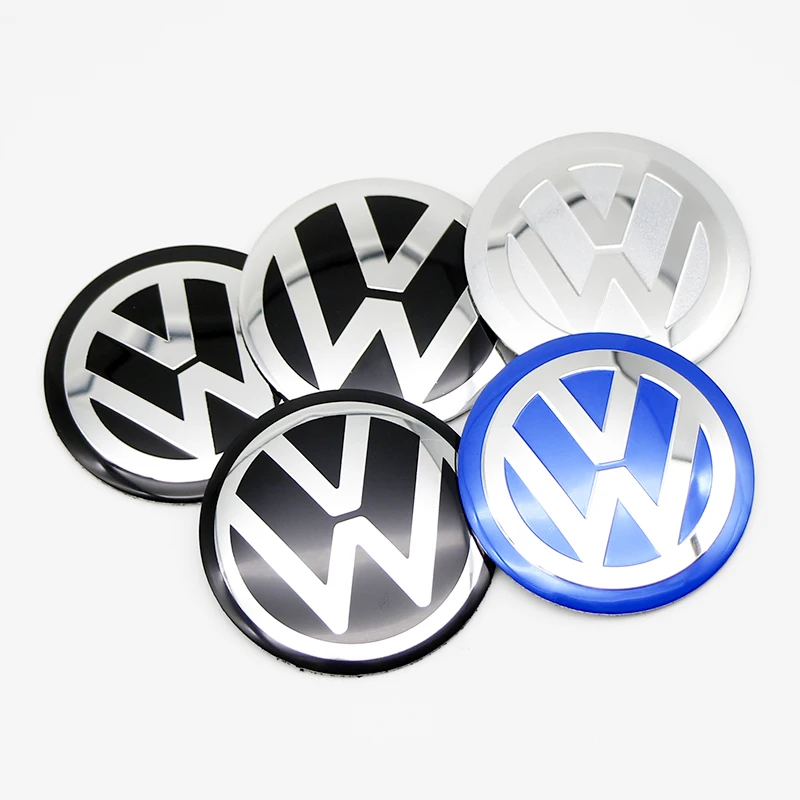 4 autocollants 3D pour jantes de voiture, 56/60/65/70/75/80/90/100/120mm, emblèmes de moyeu central, pour VW Polo Passat GTI Golf 4 5 6 7