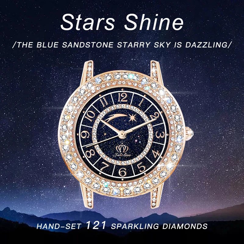 Fate Love 827 Luxury Quartz Watch For Women Fashion Casual Waterproof Strap Elegant Digital Starry Sky Glow Dial Women\'s Watches