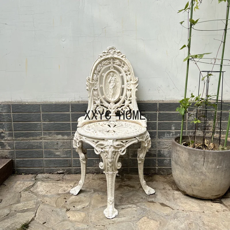 French country retro old cast iron garden chair terrace decoration single leisure