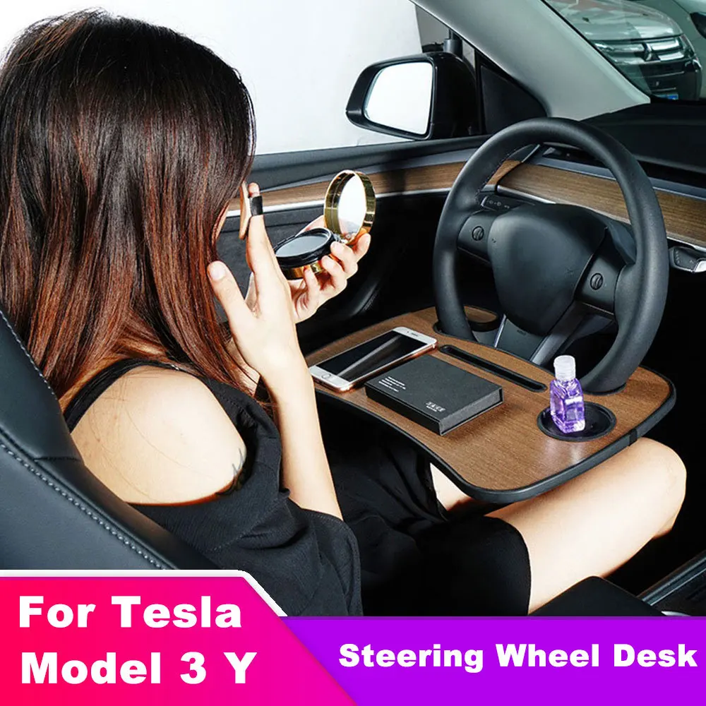 For Tesla Model 3 Y Car Steering Wheel Table Eat Work Cart Drink Food Coffee Holder Tray Car Laptop Computer Desk Mount Stand