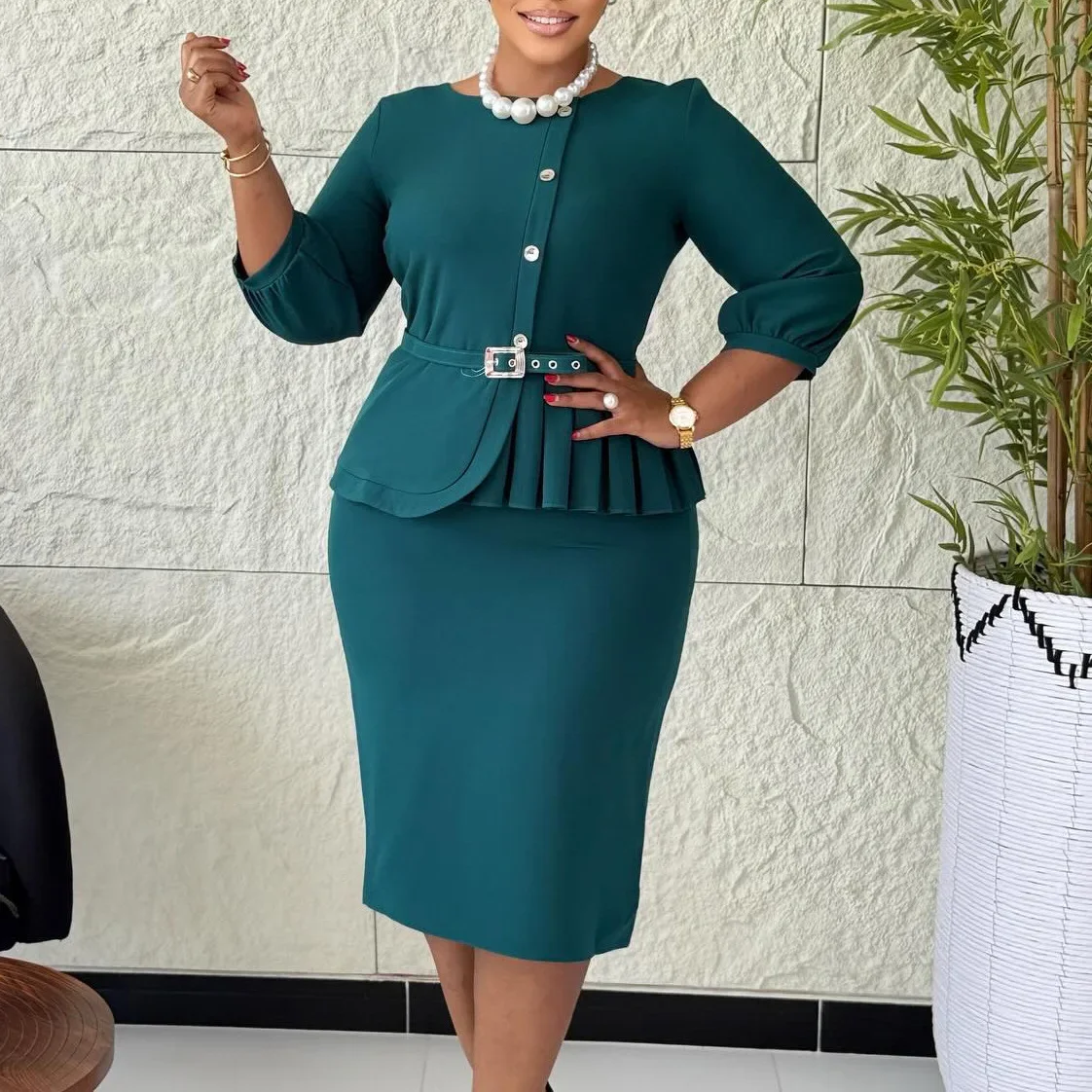 

Elegant Church Dresses Women Bodycon O Neck Long Sleeve Colorblock 3D Flower Tierred Ruffles African Female Party Wedding Outfit