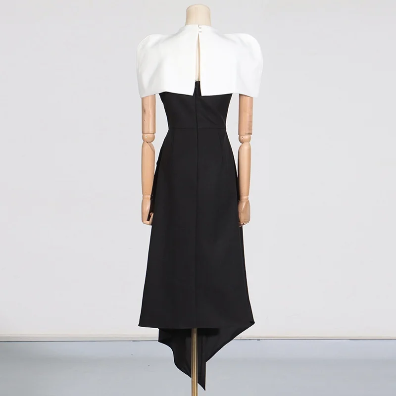 Elegant Detachable Long Dress Summer Clothing Women White Cape Black Sling Dresses Evening Prom Gown Party Club Dress Vestidos