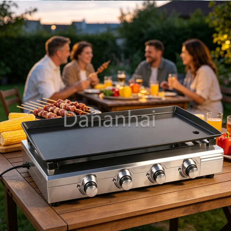 Commercial Enamel Non-Stick Iron Plate Desktop Gas Grill Squid Firing Equipment for Kitchen