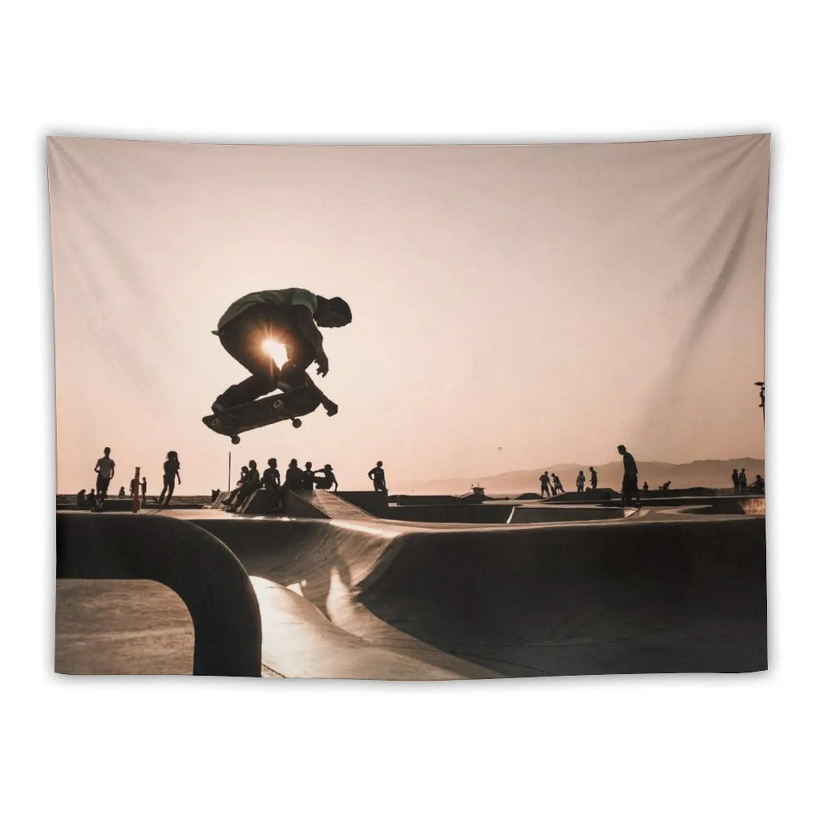 

Horizontal Skateboarding Print Venice Skatepark Poster Photography Print Venice Beach Dusk Tapestry