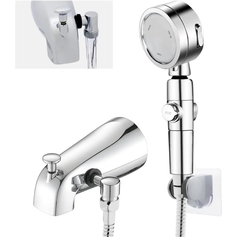 

Chrome Tub Spout with Diverter for 1/2 Inch Copper Pipes, High-Pressure Handheld Shower with 3 Modes