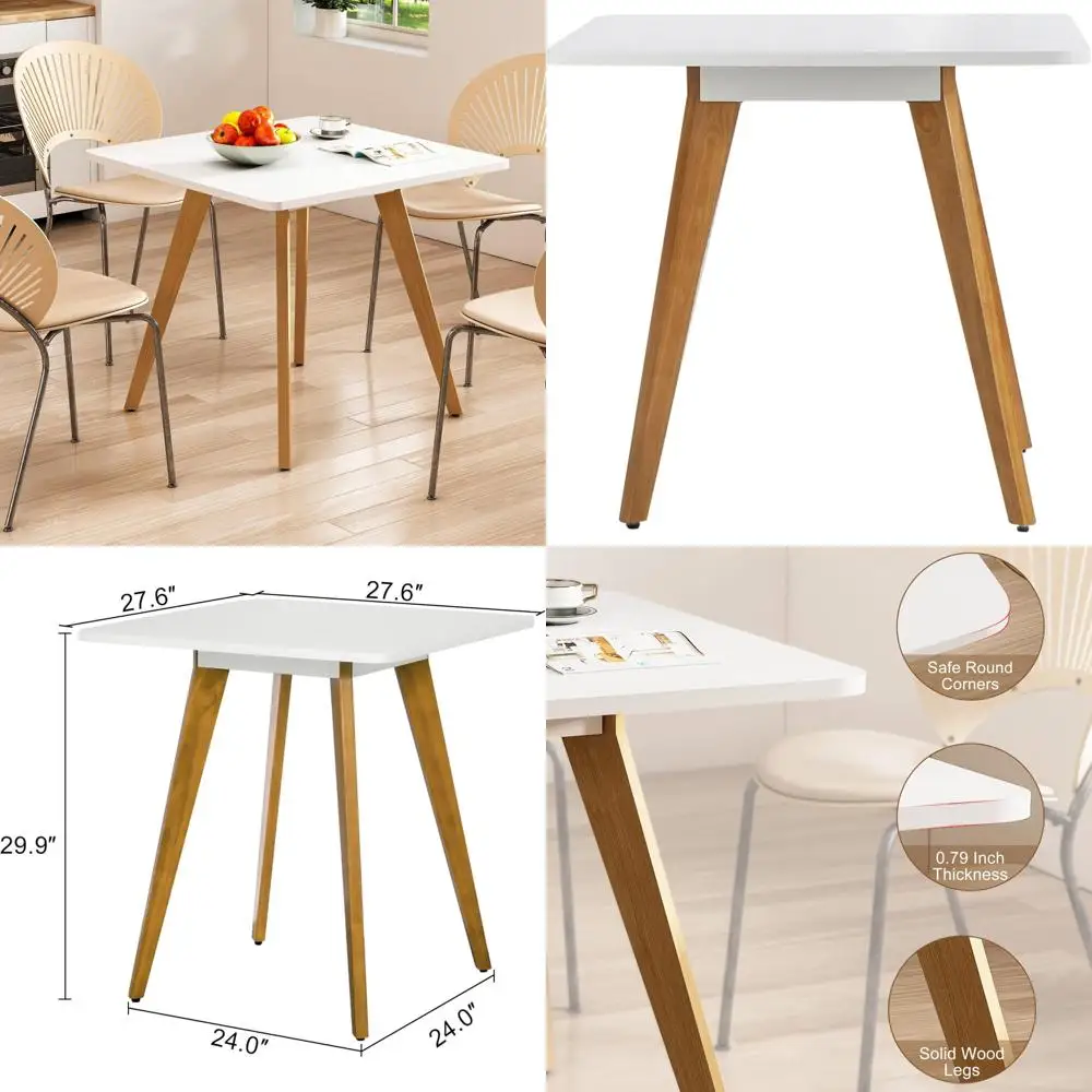 

Современный обеденный стол середины века на 2-4 человека — небольшой кухонный стол на ножках из массива дерева для столовой