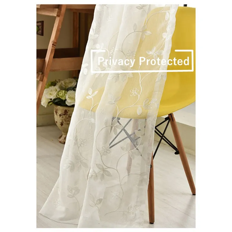 {byetee} Modern Embroidered Tulle Curtains Gauze Tulle Kitchen Sheer Voile Organza curtains For Living Room Curtains Custom Made