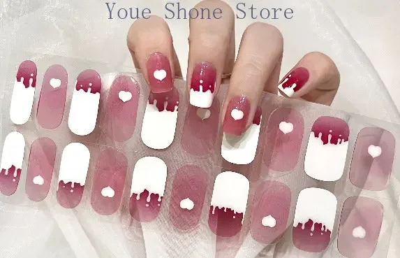 20 Strips 3d Nail Sticker Decoratie Diy Waterdichte Nail Wrap Zelfklevende Nail Art Volledig Uithardende Niet-Gebakken Gel Nagels Decoratie