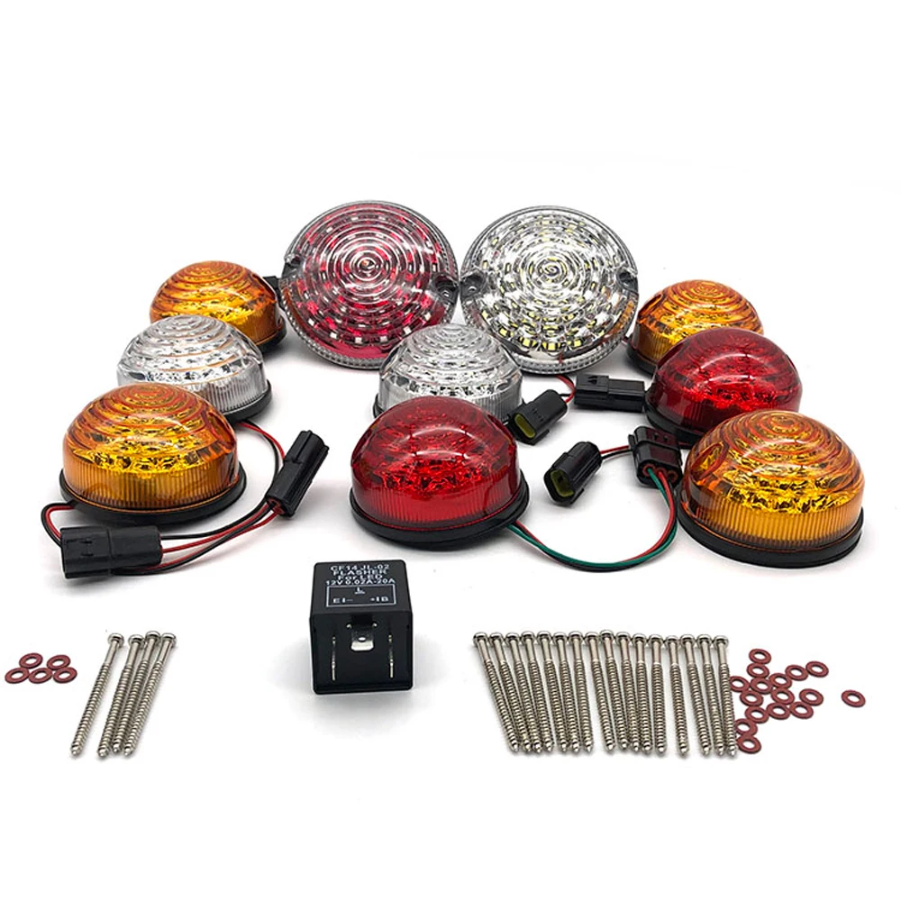 10 stks Gerookte Mistachterlicht Achteruitrijlicht Compleet LED Lamp Upgrade Kit 7 "led koplamp Voor Land Rover Defender 1990-2016