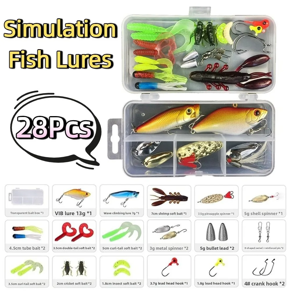 

28/88/106Pcs Realistic Simulation Fish Lures Set Multiple Styles Fast Sinking Hard Tail Fishing Lure with Storage Box Colorful