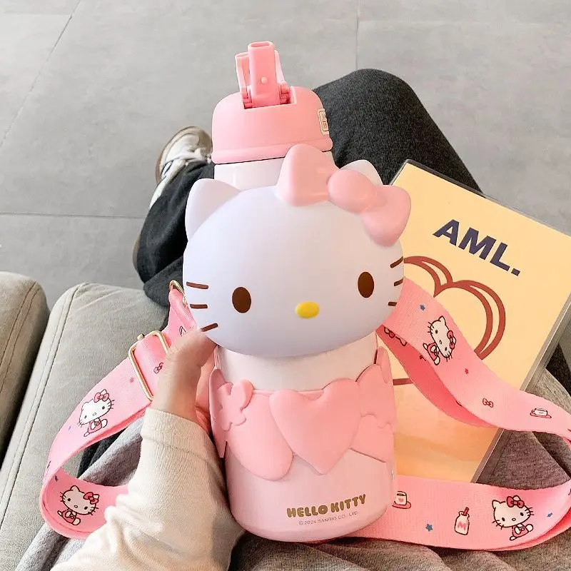 

Чашка-термос Hellokitty, соломенная чашка для воды для девочек и детей, чтобы пройти в школу, новая милая чашка большой вместимости
