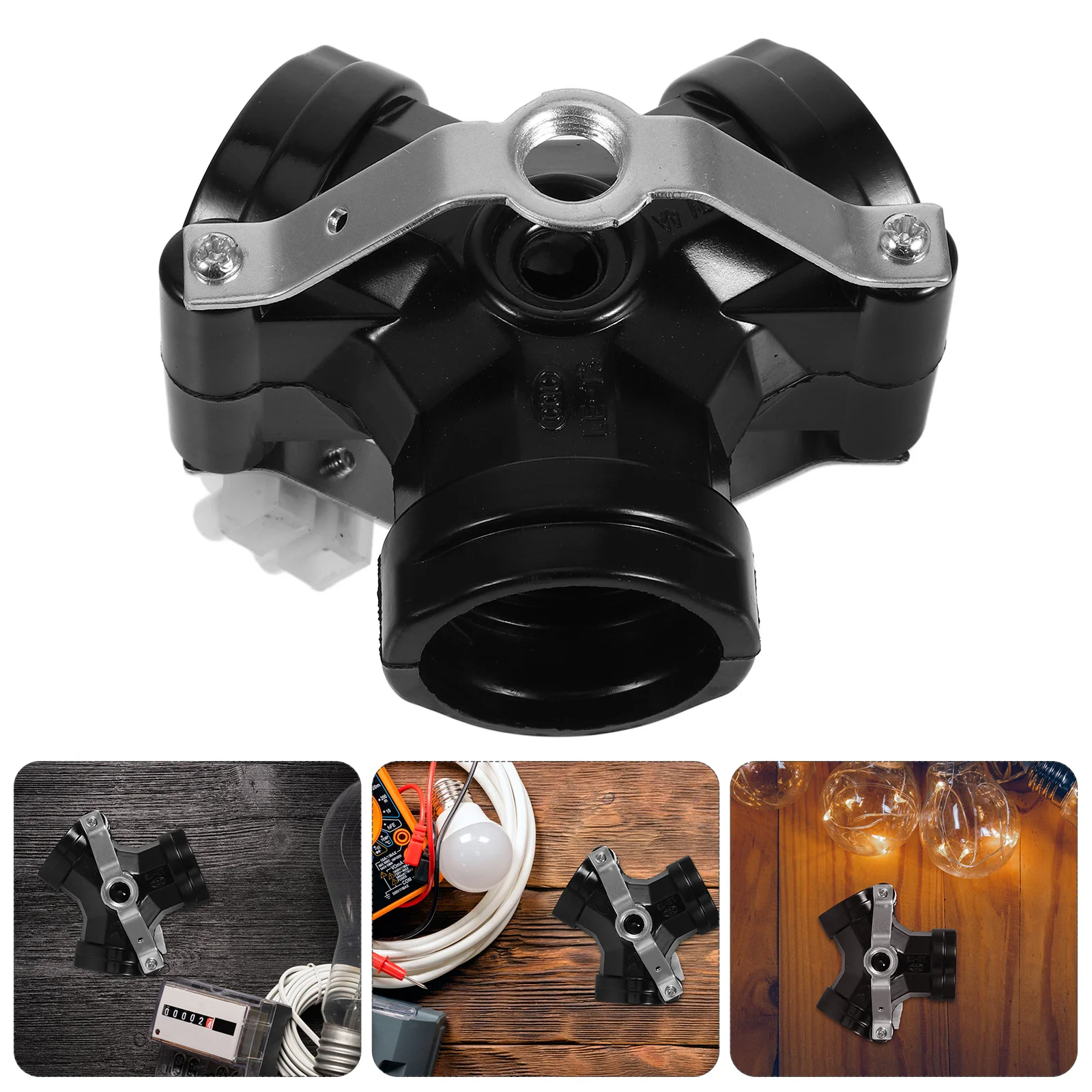 

Трехпозиционный патрон E27 из черного бакелита для подвесных светильников, для самостоятельной замены в потолочных, напольных и настольных лампах, прочный