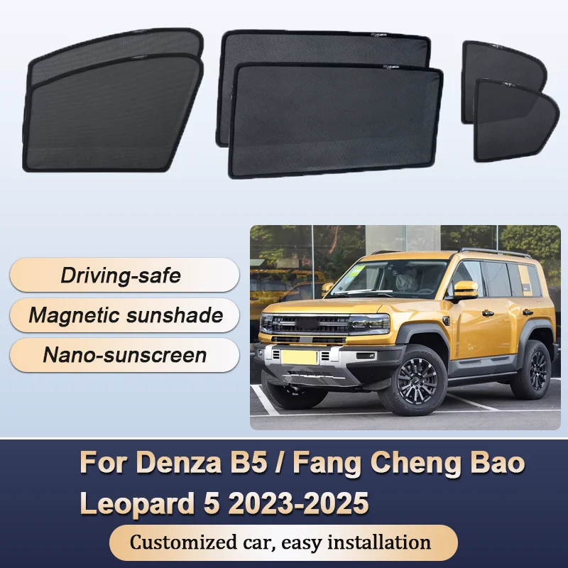 Parasoles para Automóvil para Denza B5 Fang Cheng Bao 5 Leopard 5 2023-2025, Cortinas Parasol Magnéticas con Aislamiento Térmico, Accesorios para Visera