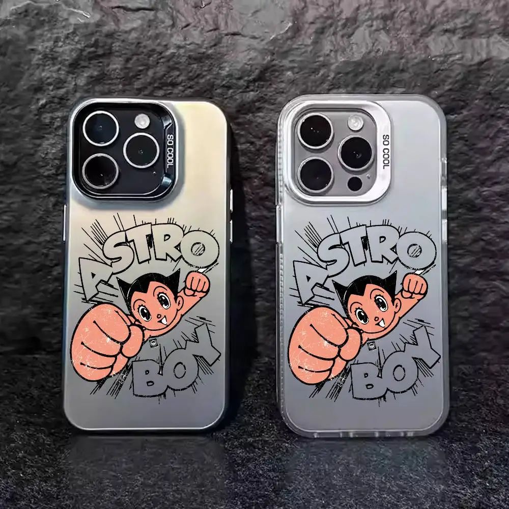 1 قطعة أنيمي كول A-Astro بوي جراب هاتف الليزر IMD اللون الفضة شل آيفون 17 16 15 14 13 12 11 الهواء برو ماكس زائد