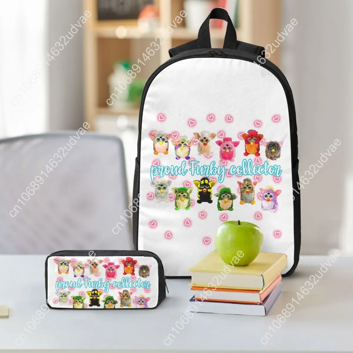 Proud Furby Collector Backpack Student Boys Girls BookBag School Bag Computer Shoulder Bags 3ps Insulated Lunch Bag Pencil Case