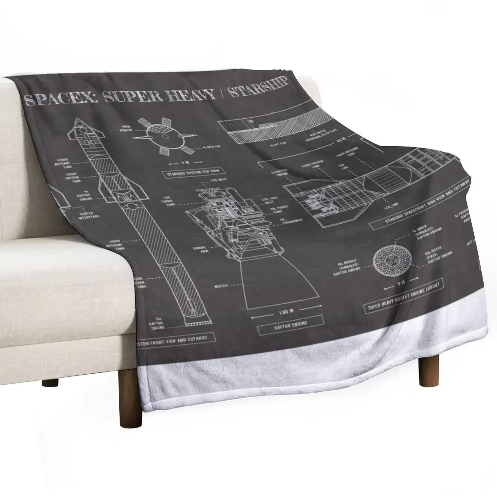 SPACEX: Super Heavy / Starship (Blackboard) Throw Blanket Flannel Bed Fashionable Soft Plush Plaid Blankets