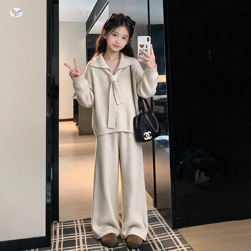 set-in-maglia-per-bambine-collezione-autunno-2026-taglie-medie-e-grandi-felpa-con-colletto-in-stile-casual-e-pantaloni-a-gamba-larga-set-due-pezzi