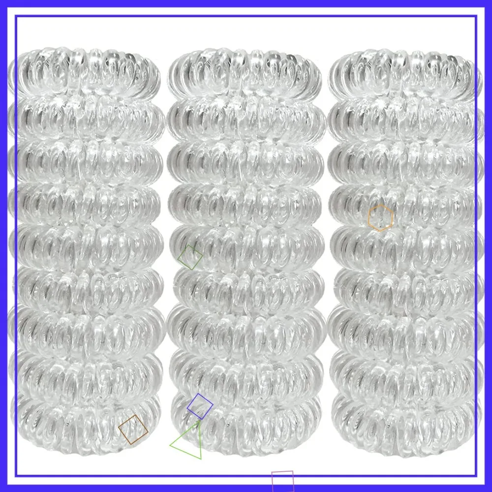 

27 Pcs Spiral Coil Hair Ties - Waterproof Elastic Traceless Ponytail Holders, 1.58in No Crease Hair Bands