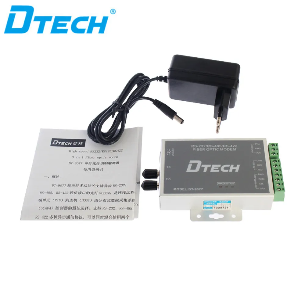 DTECH Industrial Grade High Speed RS232/RS485/RS422 3 in 1 Fiber Modem