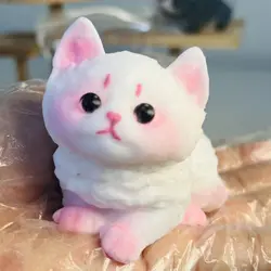 Cute Cat Pattern Squeeze Toy Soft Portable Decompressing Toy with Flocking Surface Squeeze Cat Toys Relieving Stress antistress