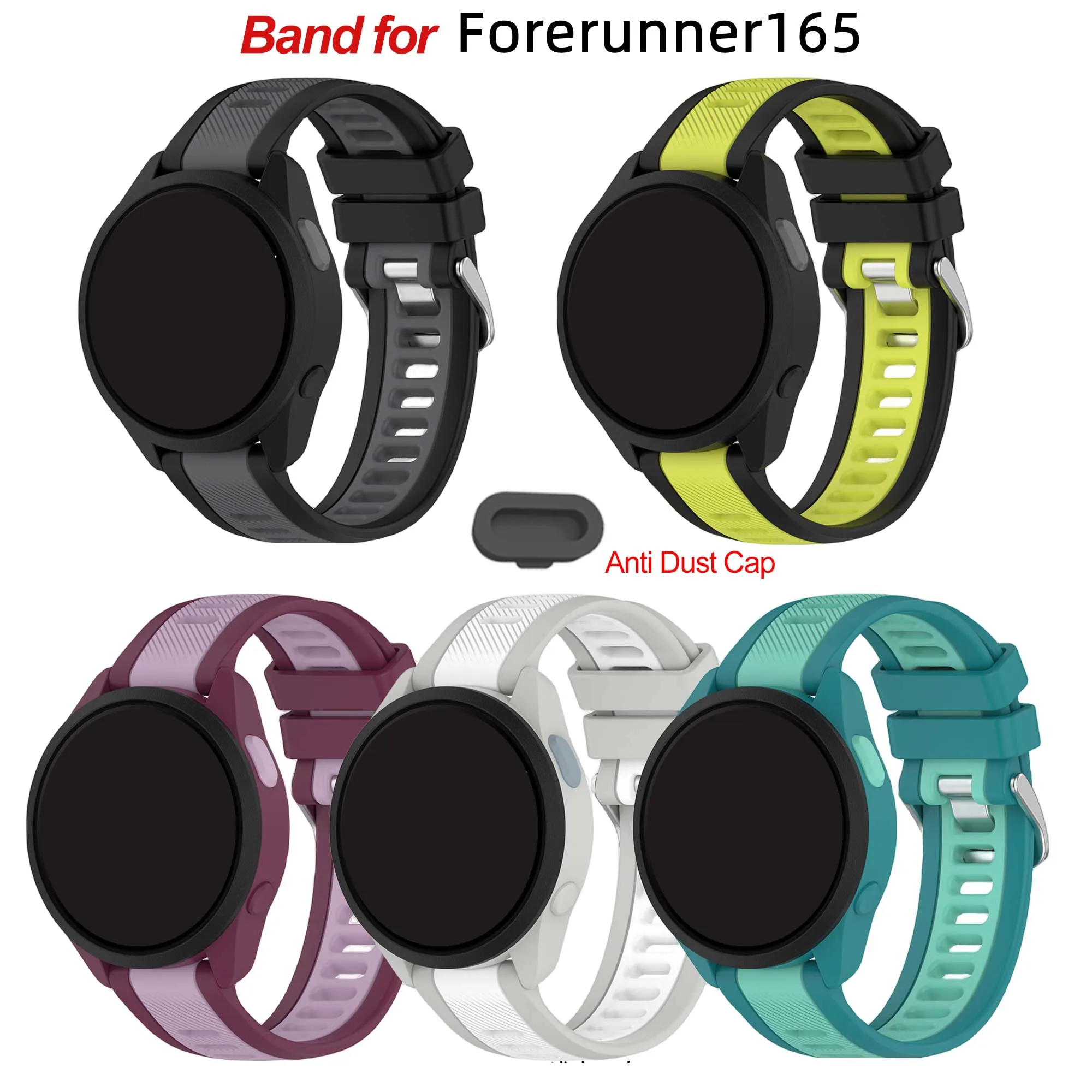 20 mm Schnellverschluss-Silikonarmband für Garmin Forerunner 165 für Garmin Forerunner 165 Musikarmband-Uhrenarmbänder