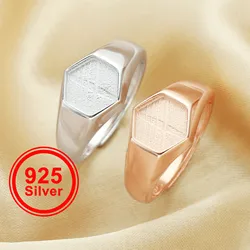 8MM Keepsake Mother Milk Resin Haxegon Bezel Ring Settings,Solid 925 Sterling Silver Gold Plated Ring,Men's Ring Setting 1294621
