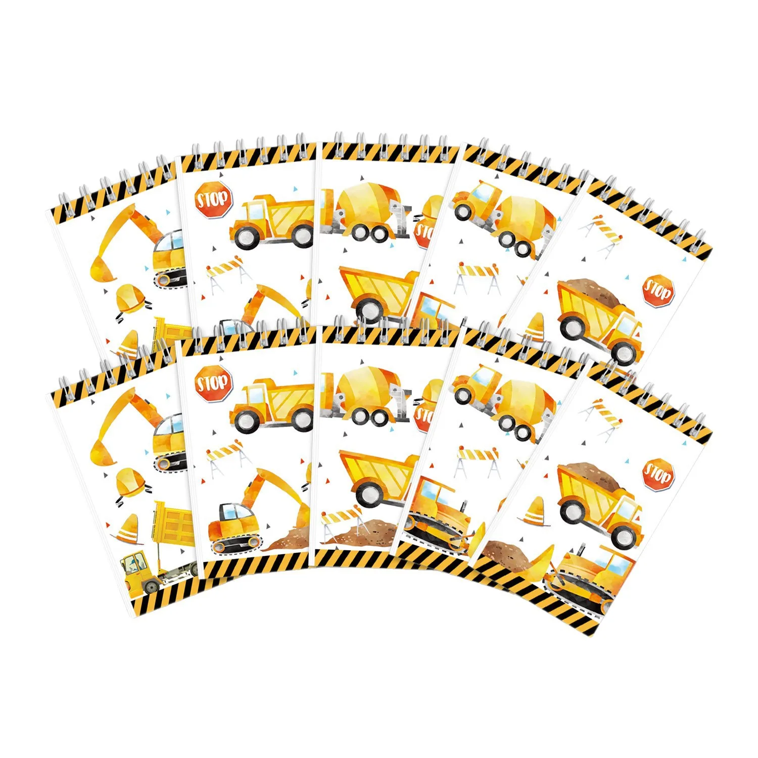 10Pcs Engineering Vehicle Theme Portable Coil Notebook Construction Mini Notepad for Kids Birthday Party Favors School Rewards view 4