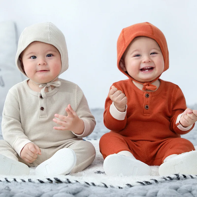 Newborn Boys 2PCS Clothes Set Spring Autumn New Knit Long Sleeve Button Round Collar Sweater Elastic Pants Suit Baby Boy Outfits