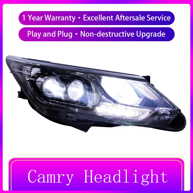 A Pair of Car Styling For Toyota Camry 2015-2017 Front Light DRL Head Lamp LED Projector Lens Headlights Automatic Accessories