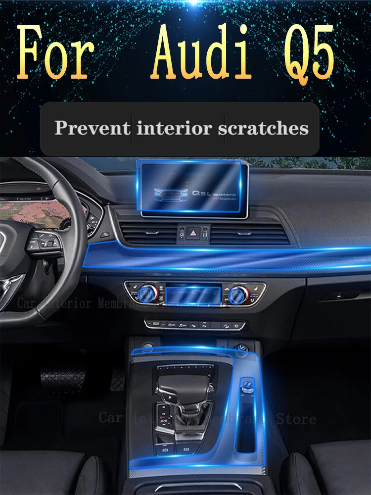 For Audi Q5 2018-2020 2023 Gearbox Panel Dashboard Navigation Automotive Interior Protective Film TPU Transparent Anti-Scratc