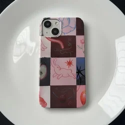 Advanced Art Splicing Rabbit Phone Case for IPhone 16 15 14 11 12 13 Pro Max 12 Mini Korea Retro Phone Case for IPhone XR X MAX