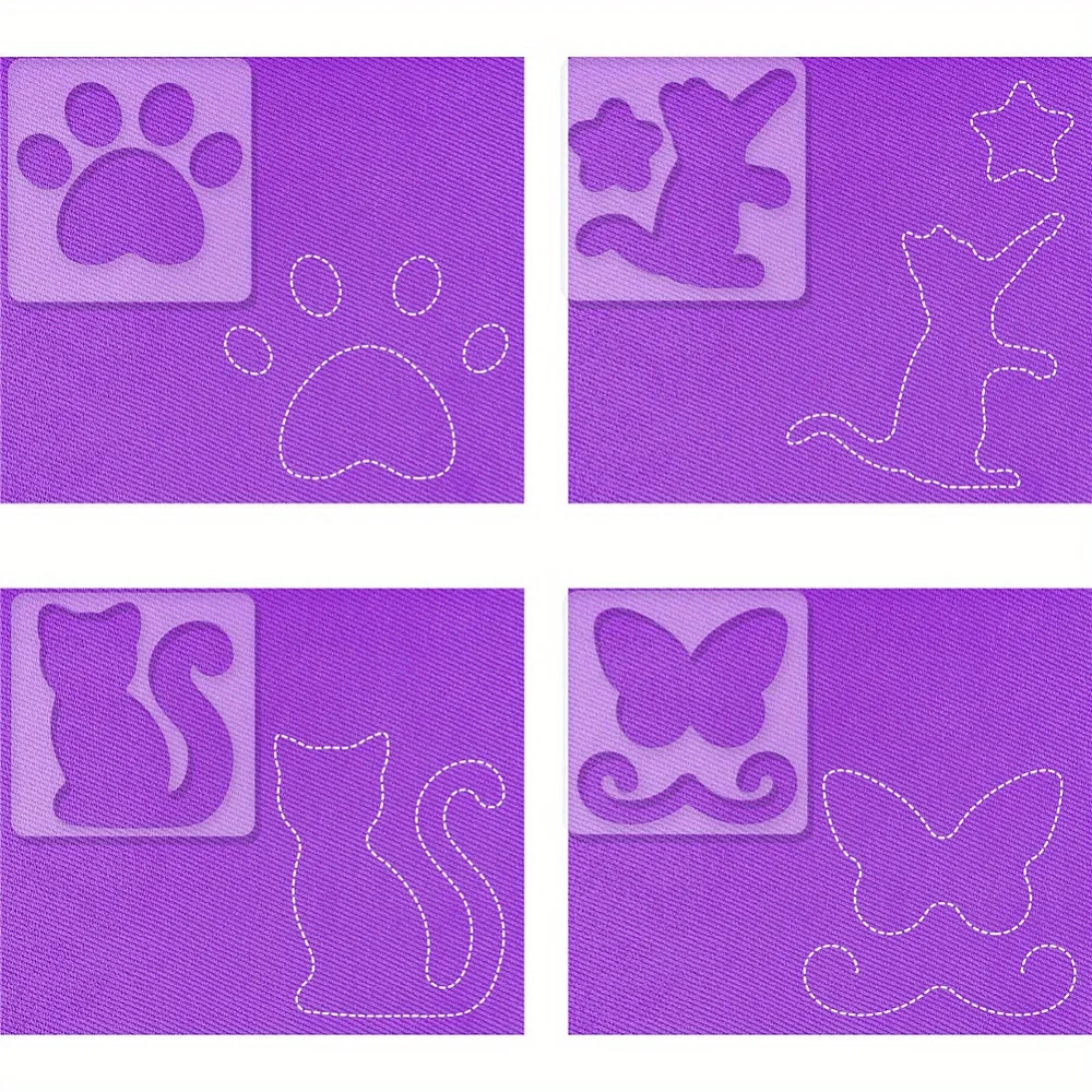 Leatherwork Ruler - 4PCS Acrylic Quilting Templates Kit Cat