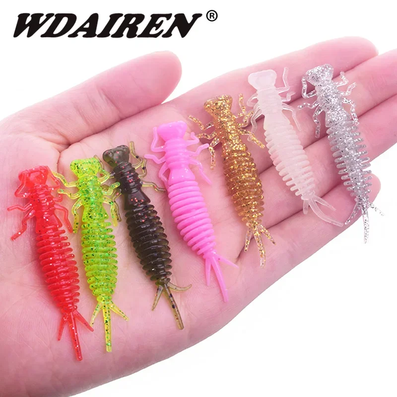 

10Pcs/lot Larva Soft Lures 5.5cm 1.2g Artificial Lures Fishing Worm Silicone Bass Pike Minnow Swimbait Jigging Plastic Baits