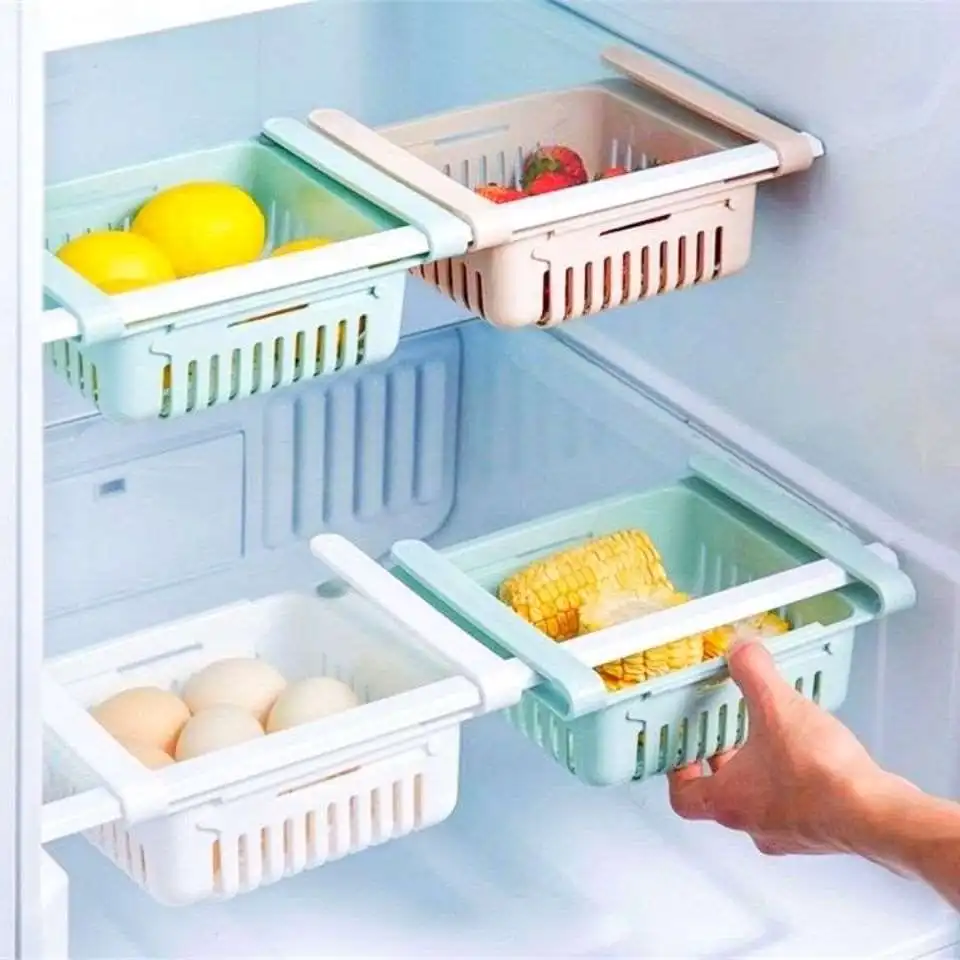 Kitchen Organizer Fridge Storage Drawer Box Extendable Refrigerator Chest Shelf Home Storage Case Plastic Cabinet Shelves