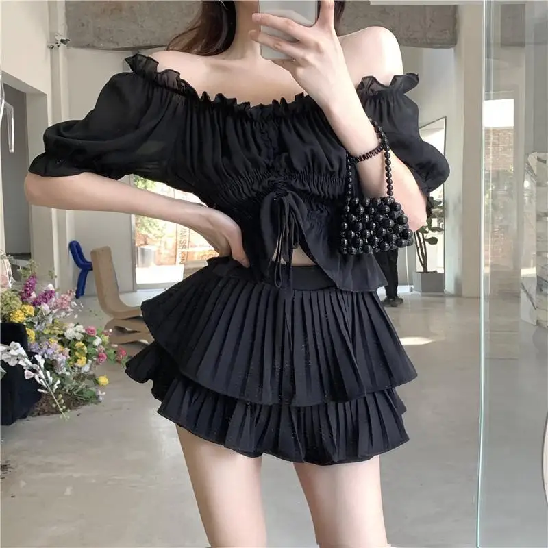 

Офисные женские наряды, летняя мода 2025, новый одинаковый комплект для официальных мероприятий в том же полном верху и снизу, женский комплект из двух юбок