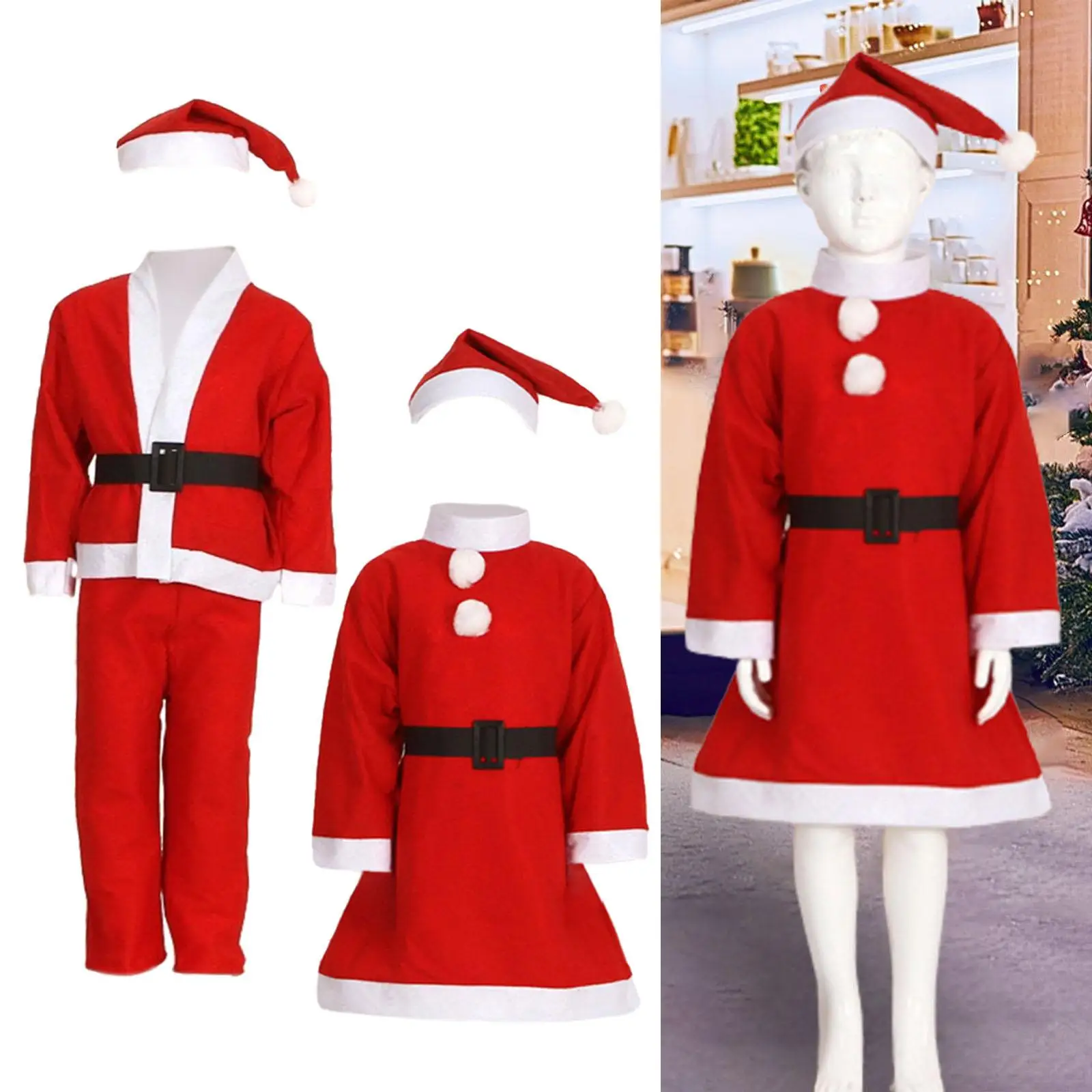 Children Santa Claus Costume Kids Christmas Costumes for New Year Photo Prop