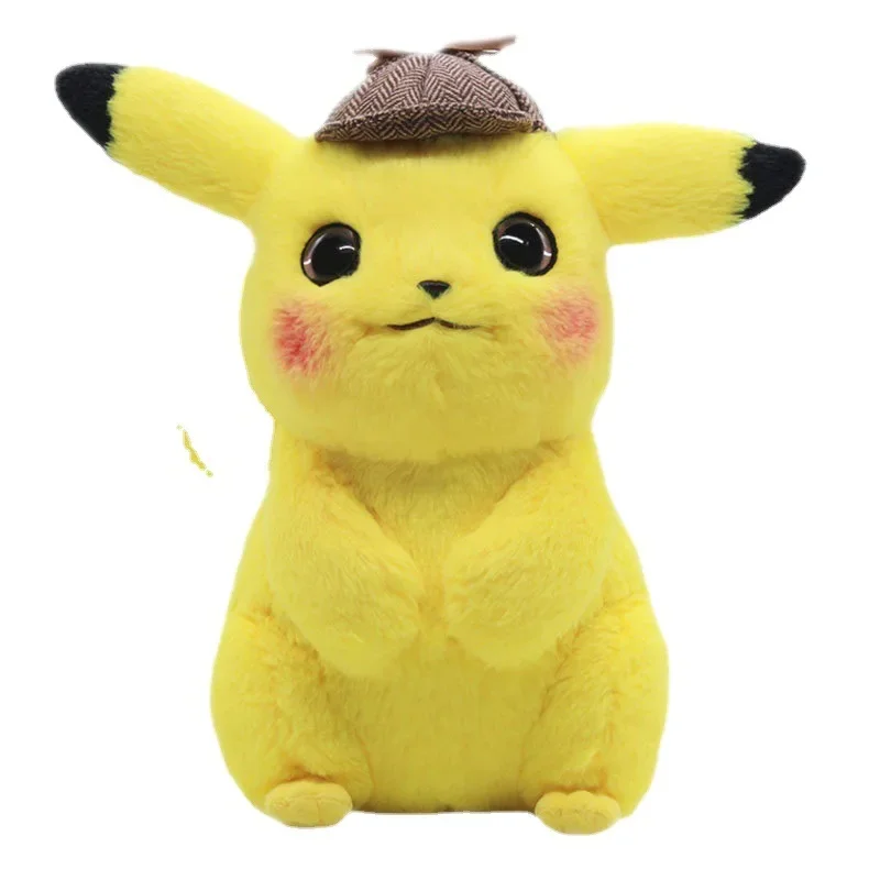 28CM Pokemon Plush Toy Detective Pikachu Plush Cute Dolls Movie Anime Stuffed Cartoon Kawaii Pokémon Girl Birthday Toy Gift