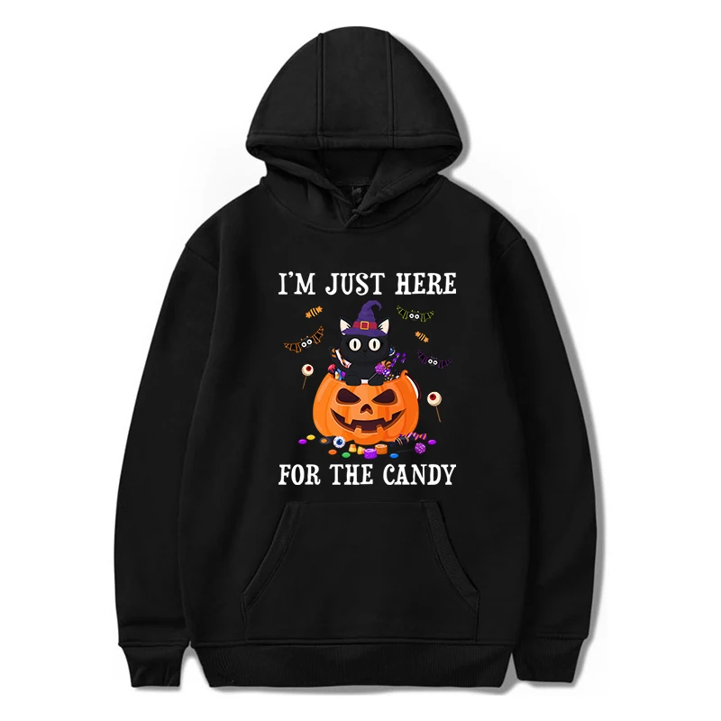 I'm Just Here For The Candy Print Hoodies Halloween Pullover Men Women Cosplay Clothes Autumn Casual Hoodie Fashion Sweatshirts