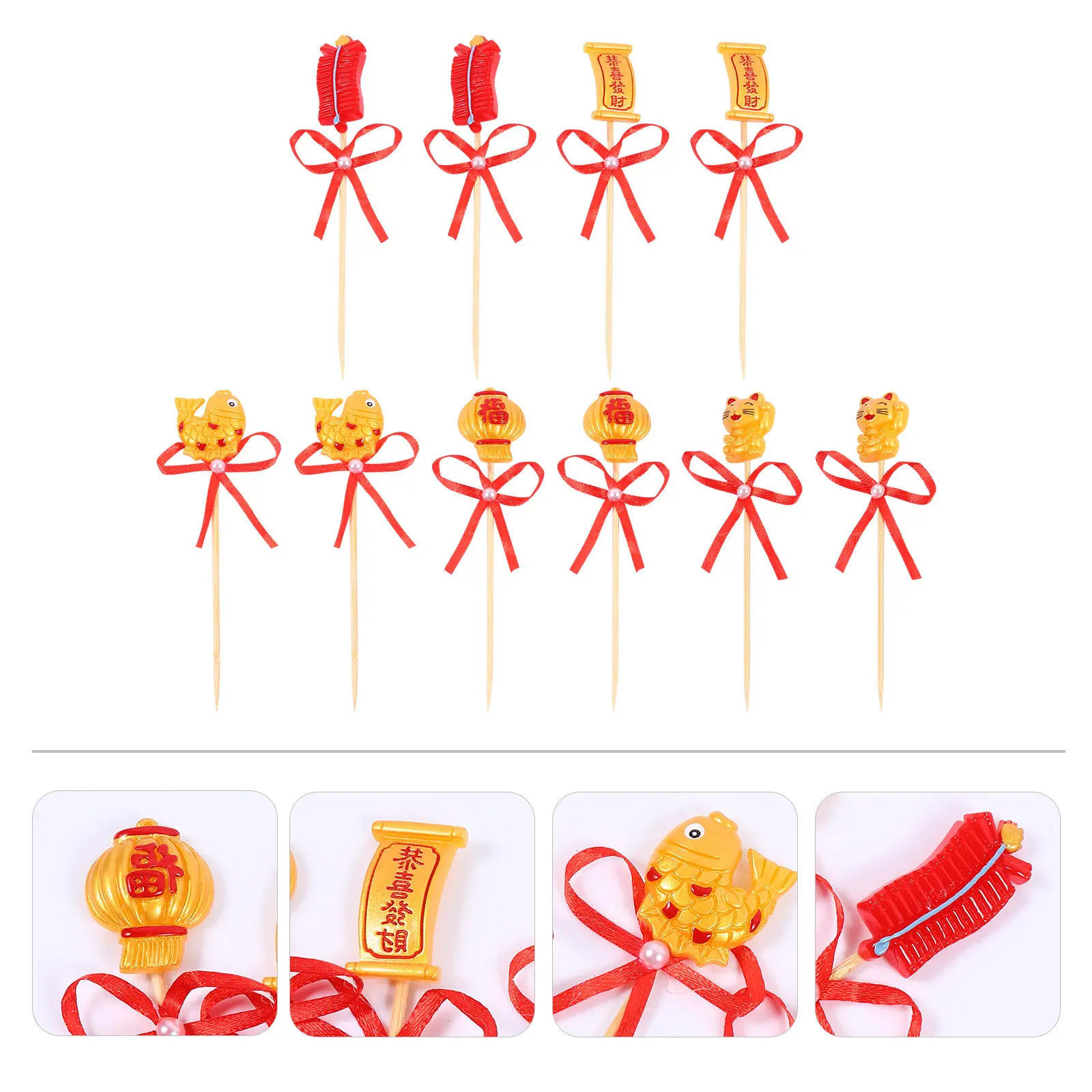 2 Ensembles de Cartes Décoratives pour Gâteaux du Nouvel An, Toppers Lumineux pour Desserts, Décorations de Gâteaux Stables, Accessoires de Fête et de Festival