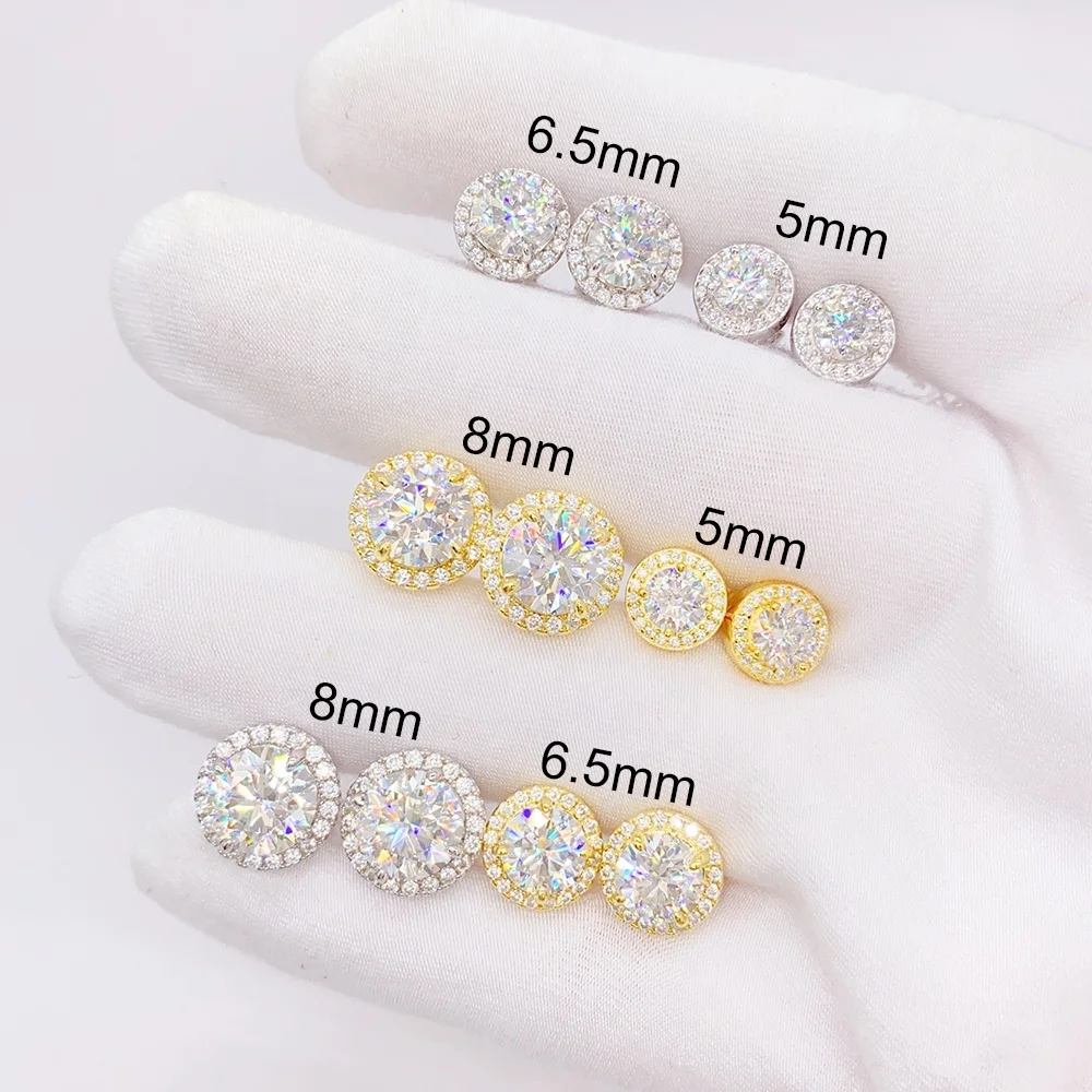 Pass diamond tester hot selling custom sterling silver fine jewelry diamond vvs moissanite earrings for women