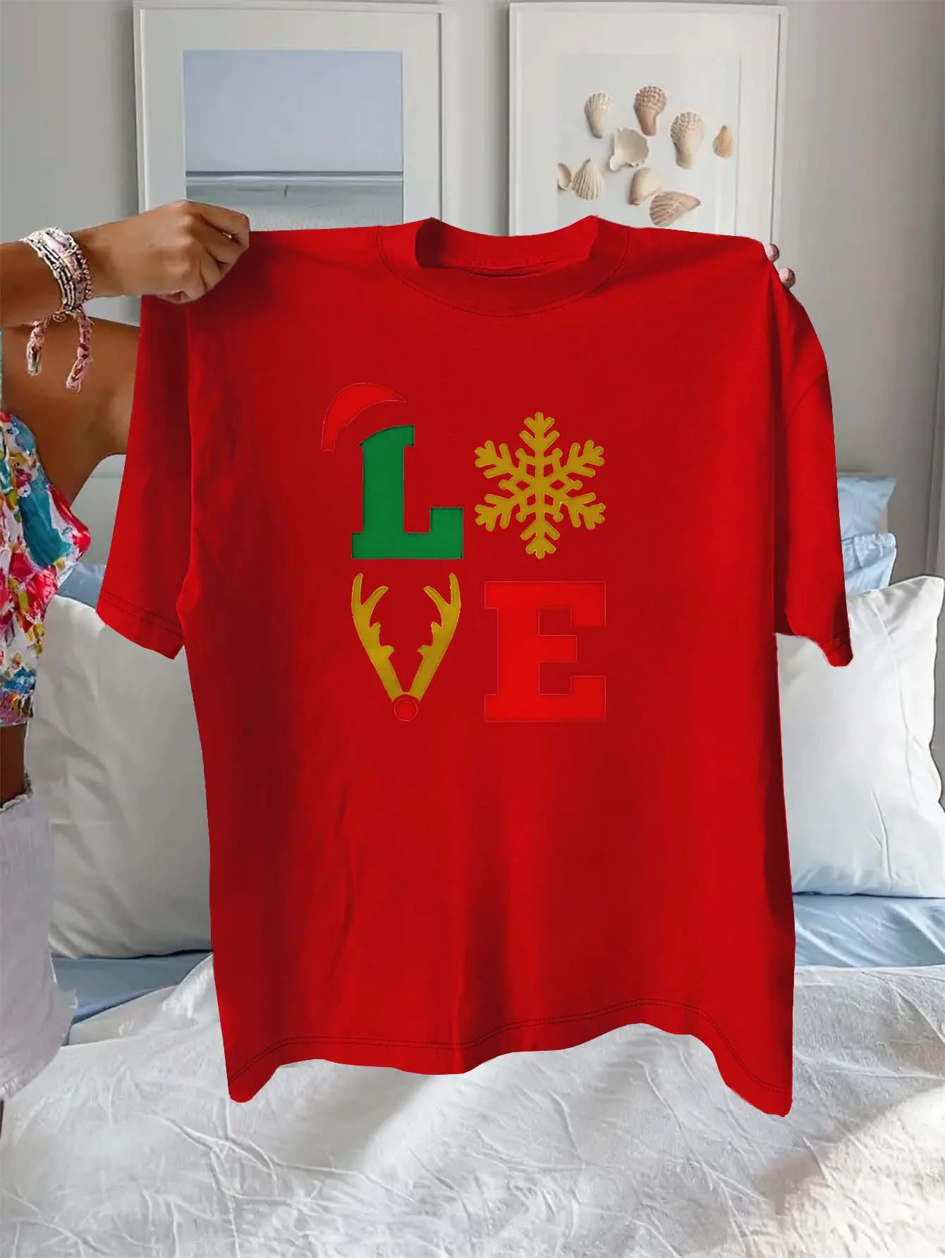 Design d'amour de noël élégant, grande taille, avec Motifs de flocons de neige et de renne, vêtement élégant à la mode