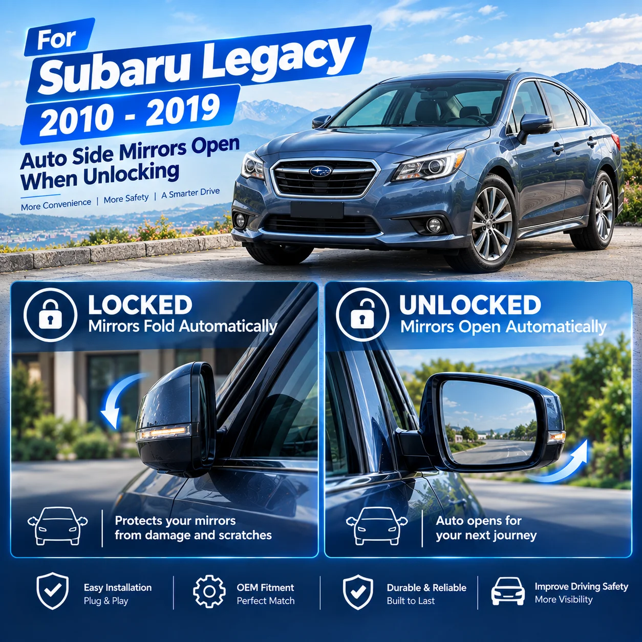 Automatic Side Mirror Folding Module for Subaru Legacy – Mirrors Fold When Locked & Automatically Unfold When Unlocked