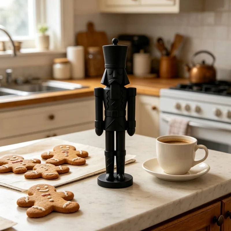 Minimalist Black Nutcracker Soldier Statue,3D Printed Sculpture,Classic Festival Figurine for Bookshelf Bedroom Desktop Ornament