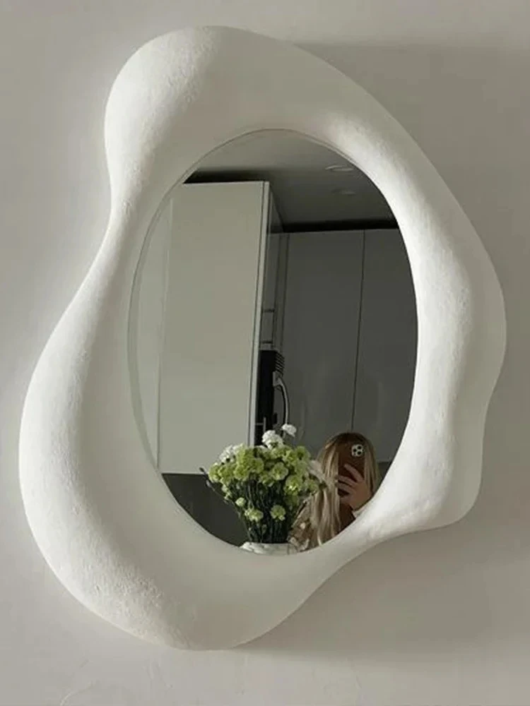 European style entrance mirror light luxury background wall hanging restaurant mirror irregular special-shaped makeup mirror