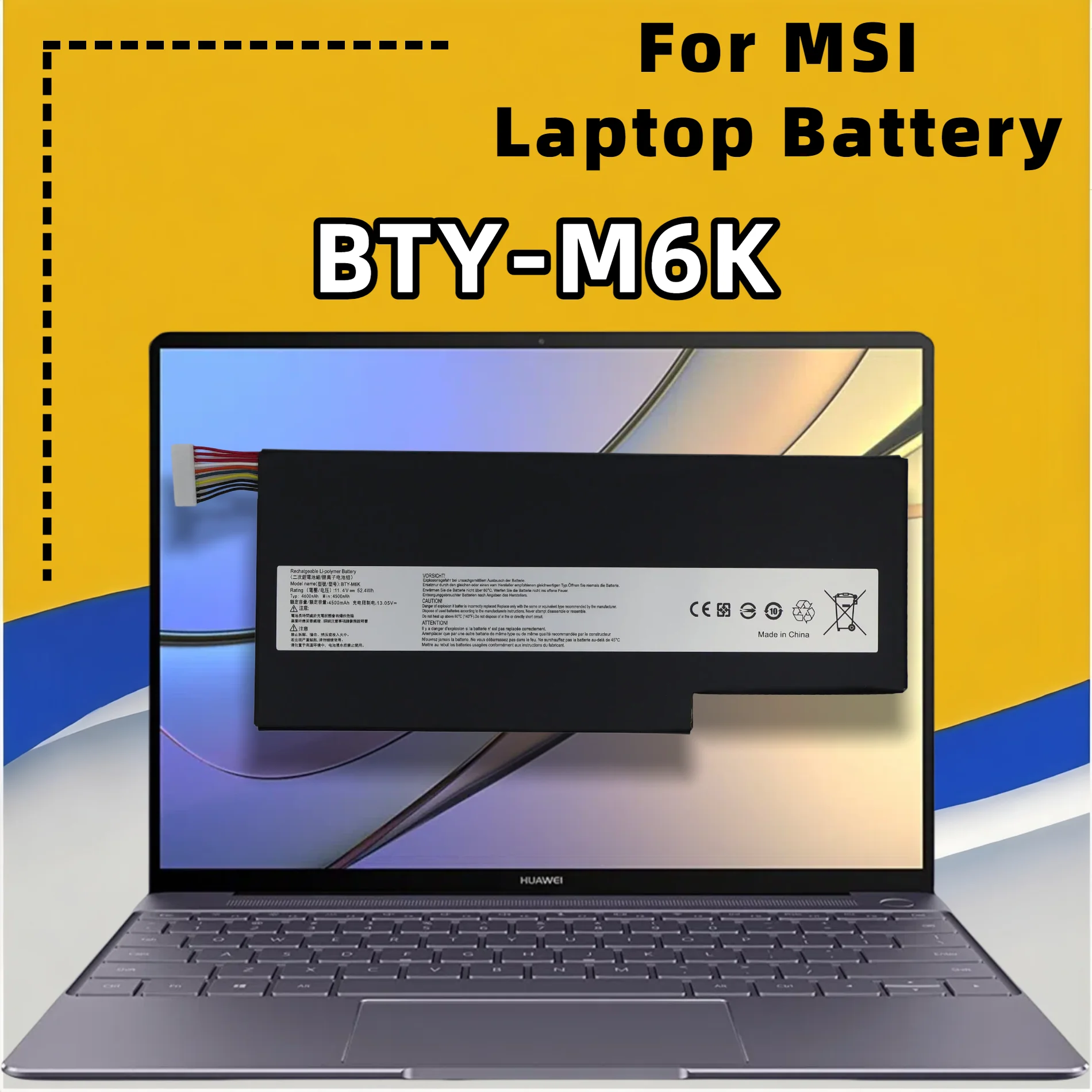 FRLESUI Replacement Laptop Battery BTY‑M6K 52.4Wh For MSI MS‑17B4 MS‑16K3 GF63 GF75 GF65 Thin 8RD 8RC 9SC 10SDR Notebook Parts