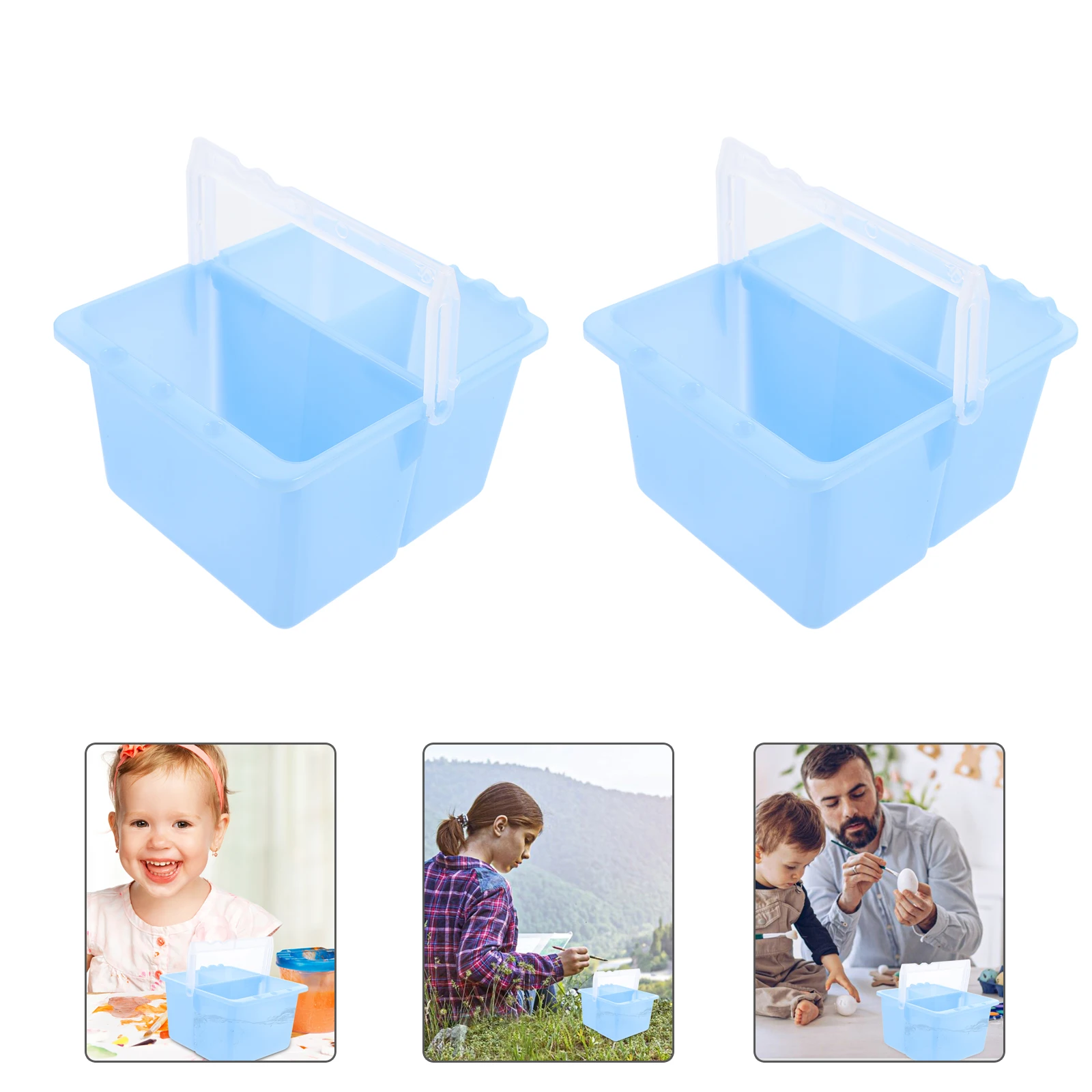 

2 Pcs Pencil Bucket Containers Clean Paint Brushes Washer Paintbrush with Handle Painting Buckets Basin Rinse Cup