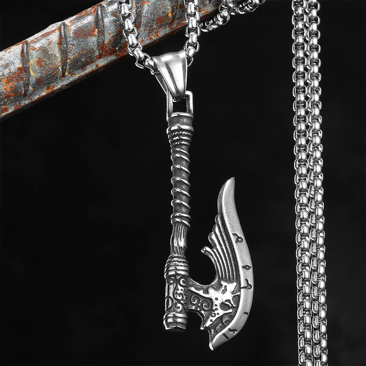 

Viking Battle Axe Men Necklaces Stainless Steel Pendant Chain Women Punk Fashion Jewelry New In Accessories Gifts Wholesale