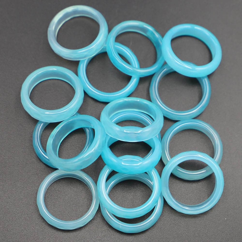 Natural Agate Round Ring Premium Fashion Couple's Style Unisex Personality Pointing Gift DIY Simple Jade Accessories Jewelry 20P