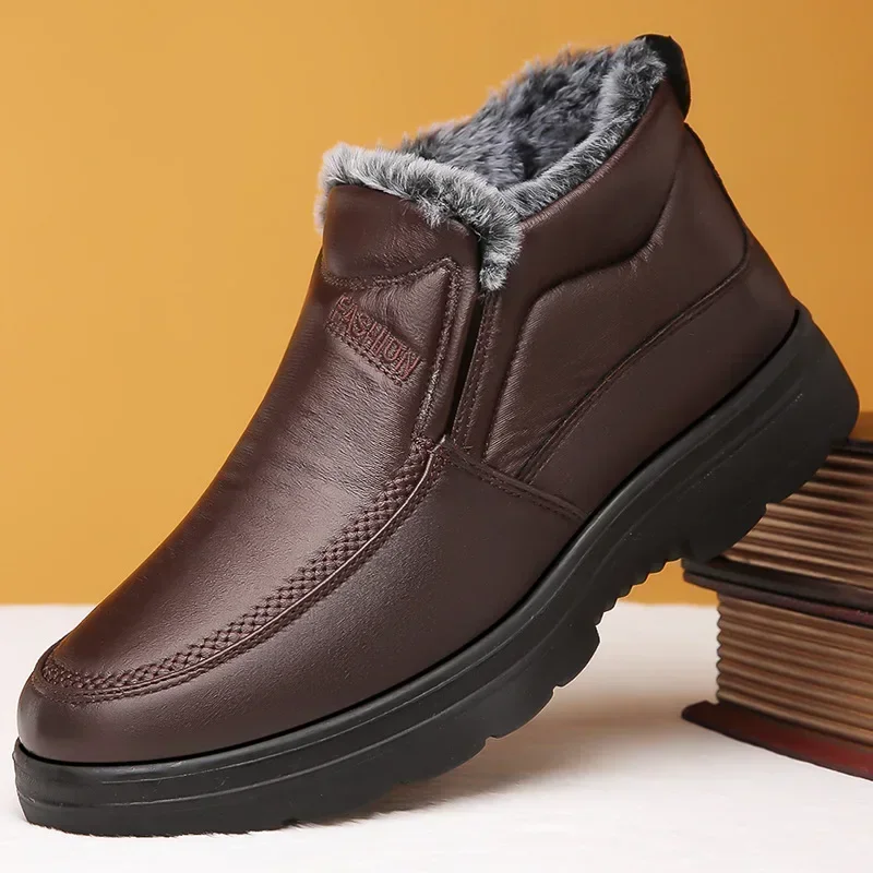 Men\'s Elderly Cotton Shoes  Dad Winter Plushed Warm Shoes 2024 New Type Anti Slip Waterproof Outdoor Work Casual Shoes